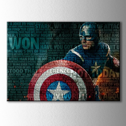 Captain America Tipografik Kanvas Tablo 