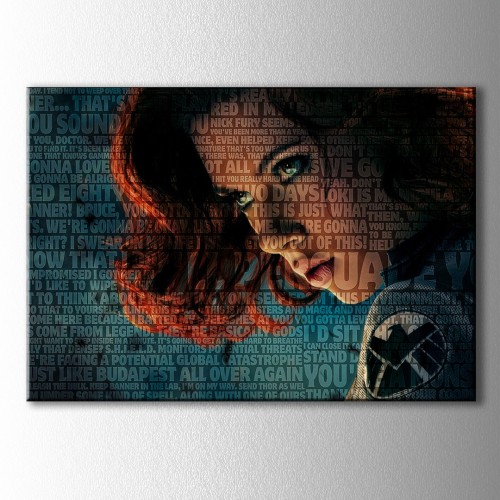 Black Widow Tipografik Kanvas Tablo 