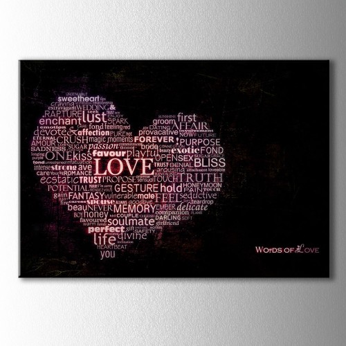 Love Tipografik Kanvas Tablo 