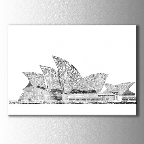 Sydney Opera House Tipografik Kanvas Tablo 