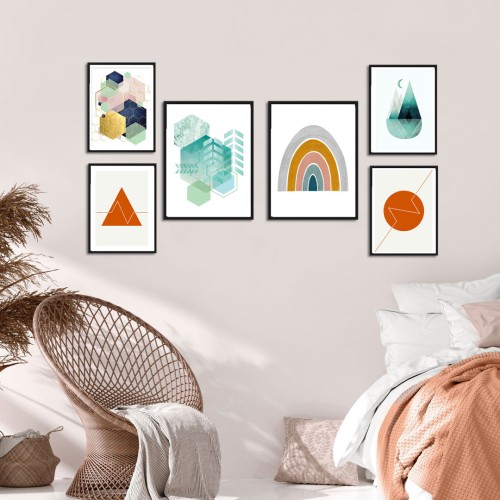 Geo Mavi Turuncu Poster Set