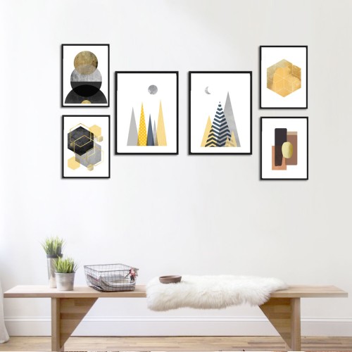 Geo Altın Siyah Poster Set