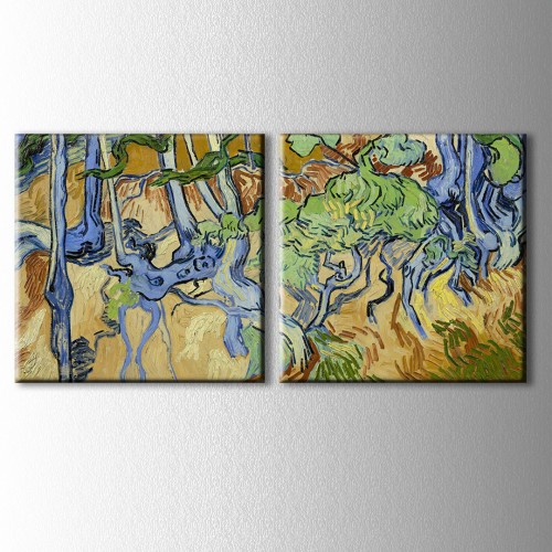 İki Parçalı Van Gogh Ağaç Kökleri Kanvas Tablo