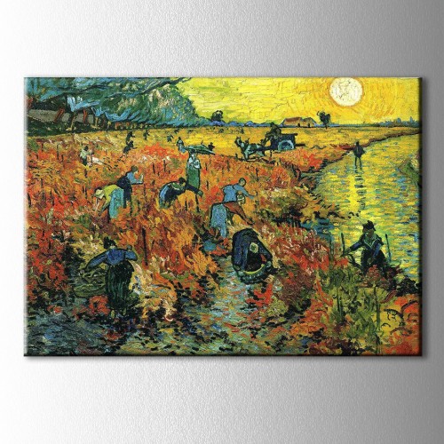 Van Gogh Kırmızı Üzüm Bağ Kanvas Tablo