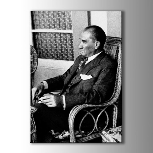 Atatürk Siyah Beyaz Kanvas Tablo