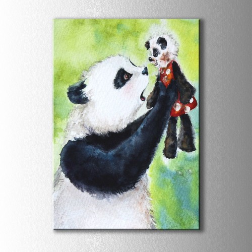 Panda ve Yavrusu Kanvas Tablo