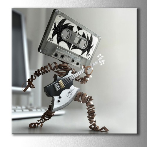 Kare Gitarist Kaset Kanvas Tablo