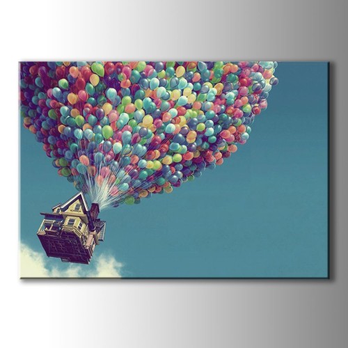 Up Balonlu Ev Kanvas Tablo