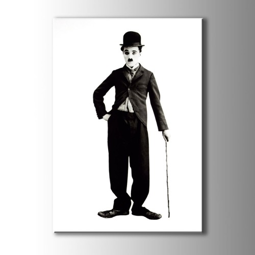 Charlie Chaplin Siyah Beyaz Kanvas Tablo