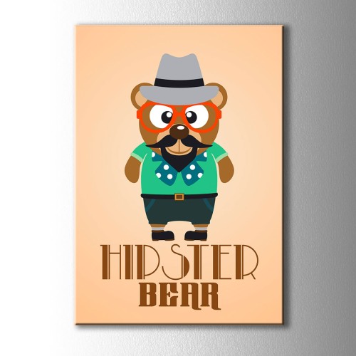 Hipster Bear Kanvas Tablo