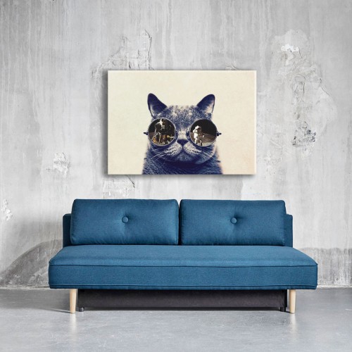 Gozluklu Kedi Cizimi boyama fikirleri