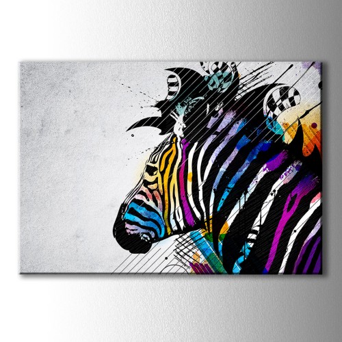 Renkli Zebra Kanvas Tablo